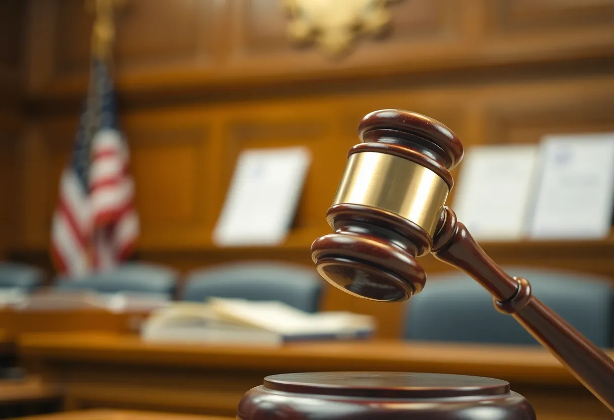 Gavel striking a sound block in court representing legal disputes