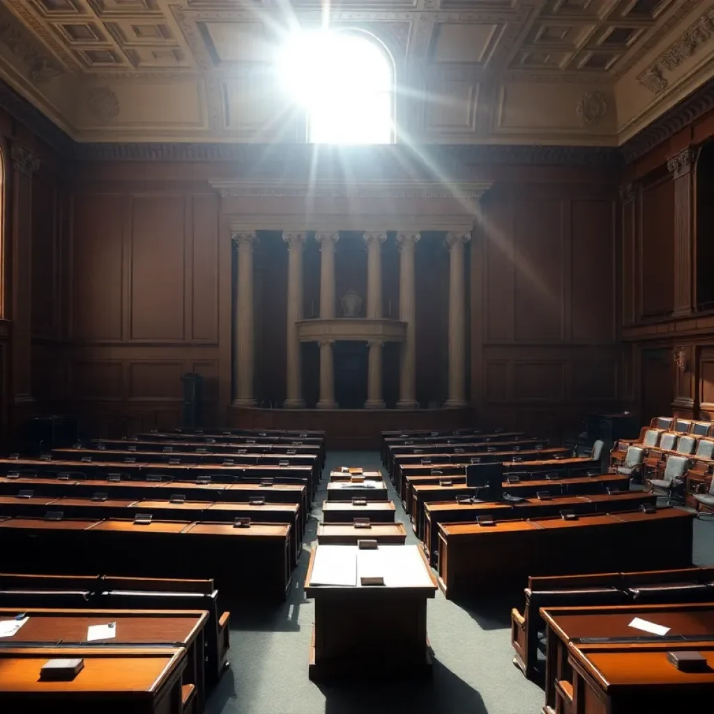 Empty Michigan Legislature chamber indicating a low legislative output