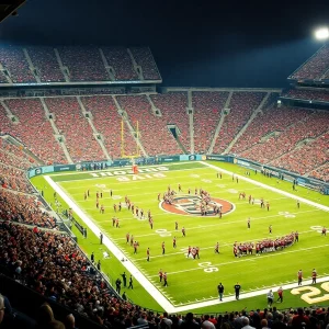 Michigan Stadium filled with fans during a college football game