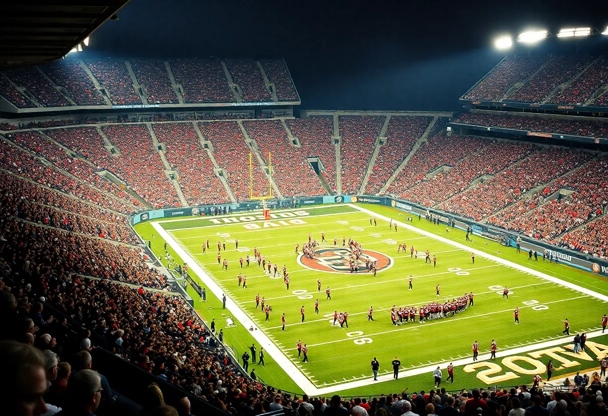 Michigan Stadium filled with fans during a college football game