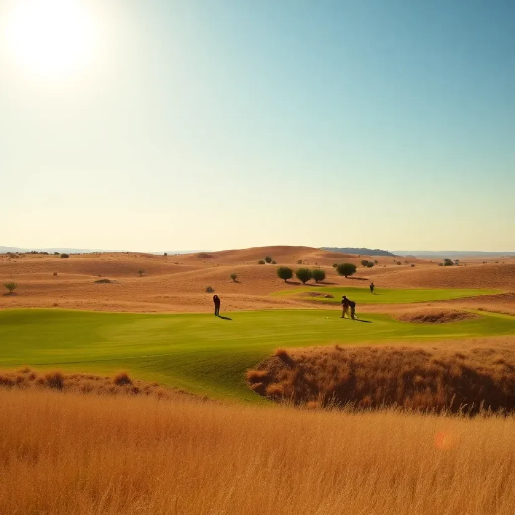 A scenic view of Mullen Golf Club with golfers enjoying the course.