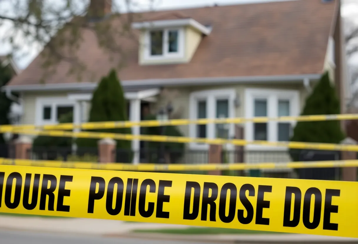 Police investigation scene in Muskegon with police tape