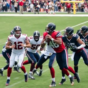 Quarterbacks in action during an NFL game.