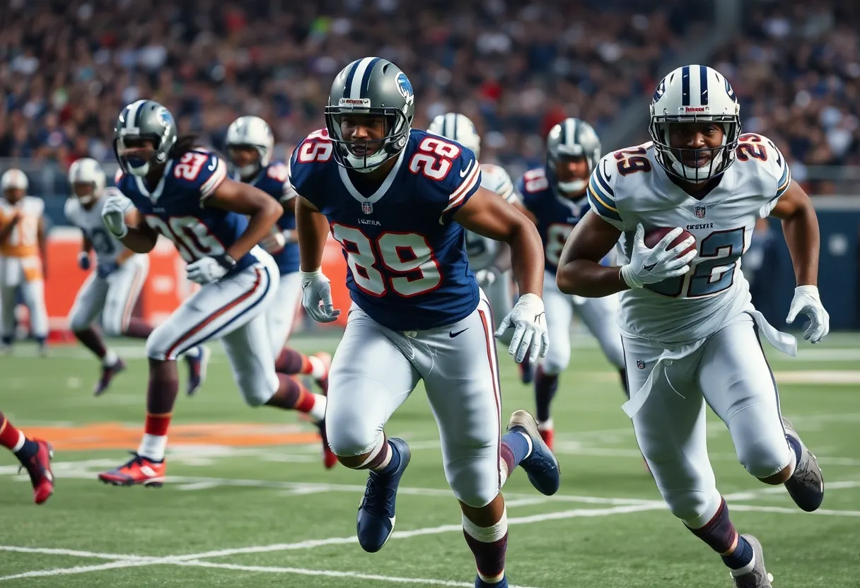 NFL running backs in action during a game