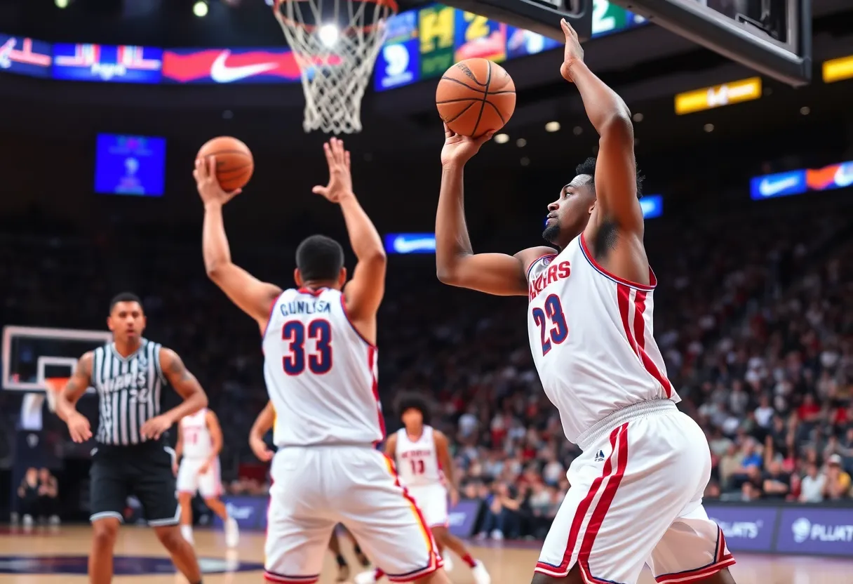 Pistons players in action during the game against the Bucks