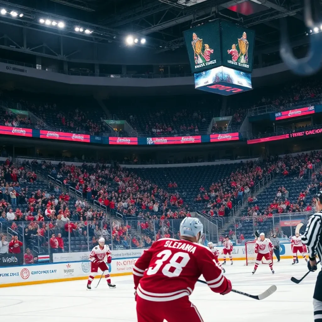 Celebrate the Red Wings victory in overtime against the Maple Leafs.