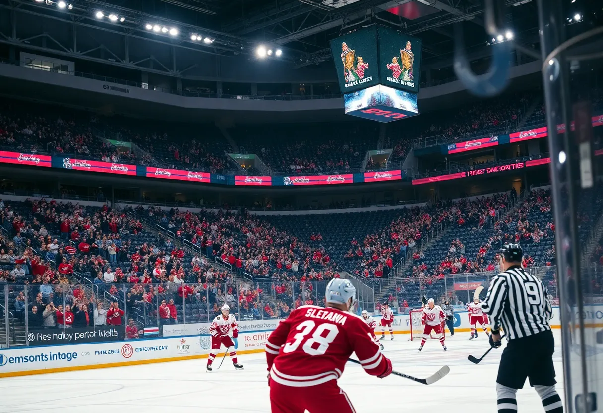 Celebrate the Red Wings victory in overtime against the Maple Leafs.