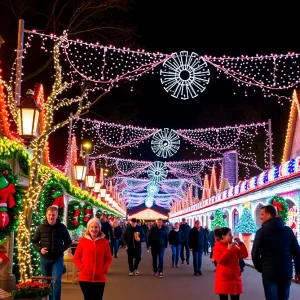 Brightly lit Christmas walkthrough in Royal Oak, Michigan
