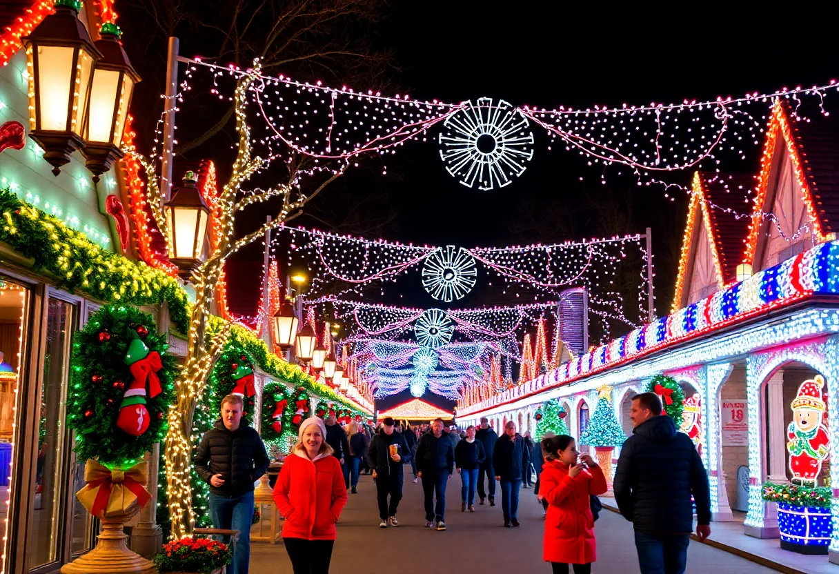 Brightly lit Christmas walkthrough in Royal Oak, Michigan