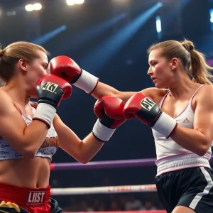 Claressa Shields and Franchon Crews-Dezurn in boxing action