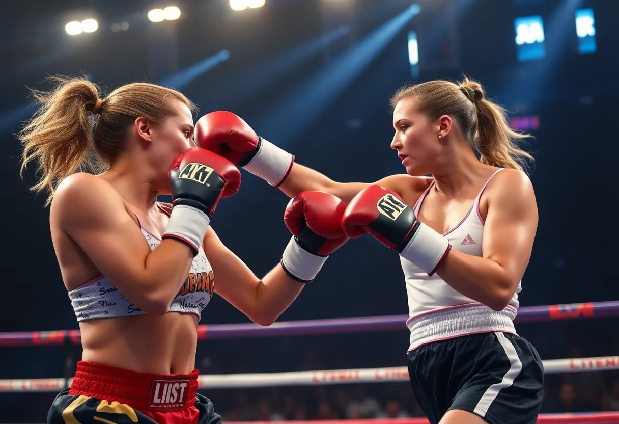 Claressa Shields and Franchon Crews-Dezurn in boxing action
