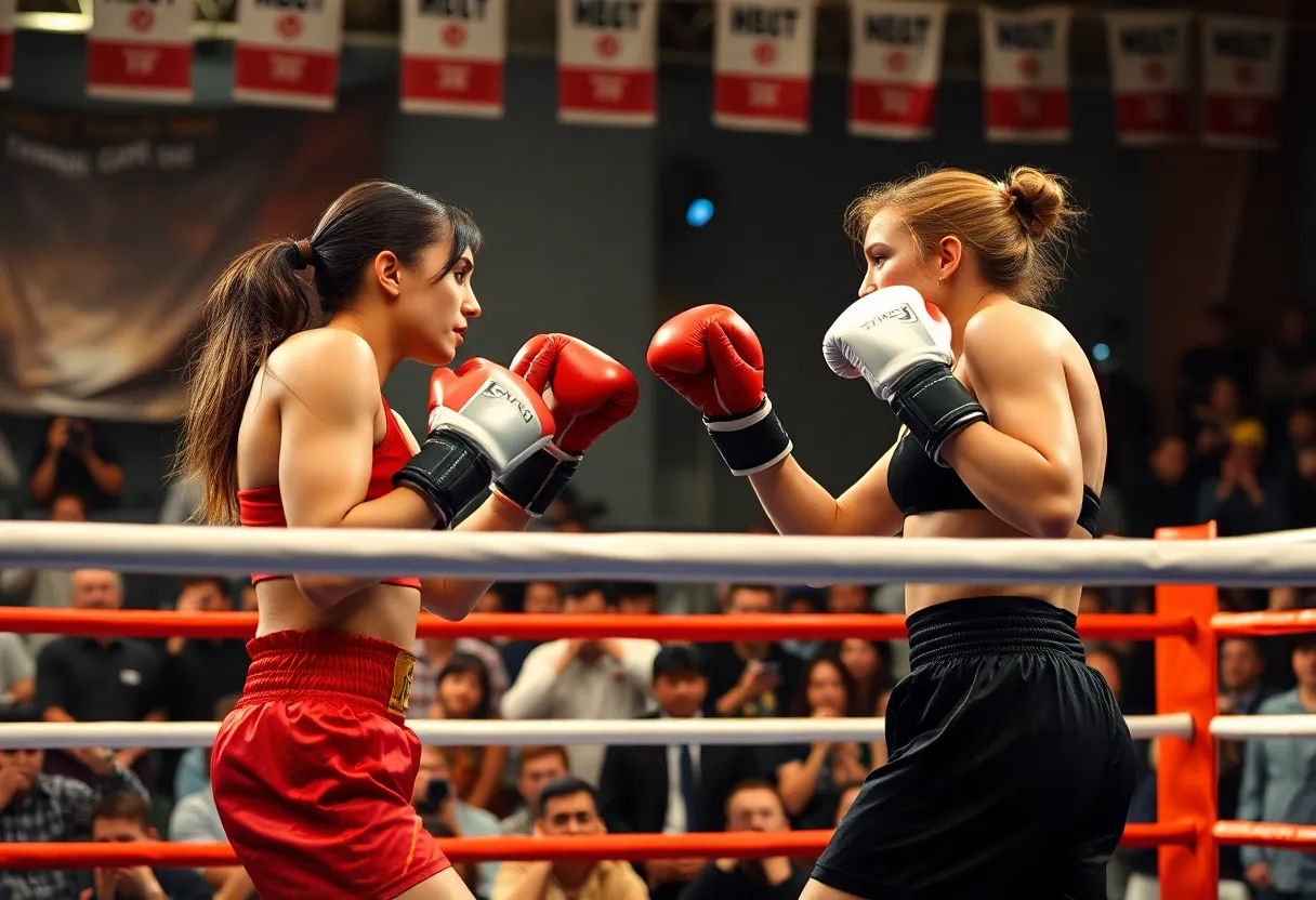 Claressa Shields and Franchon Crews-Dezurn in a boxing match