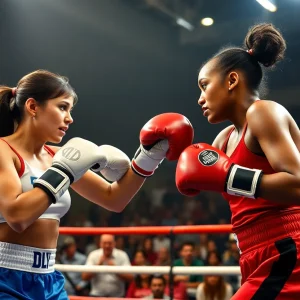 Claressa Shields fighting in a boxing rematch