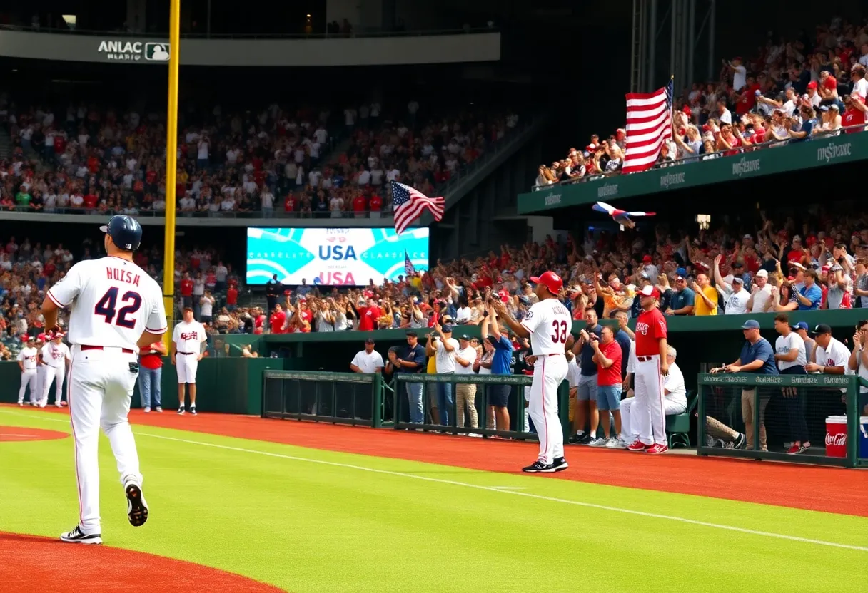 Baseball field with crowd during World Baseball Classic