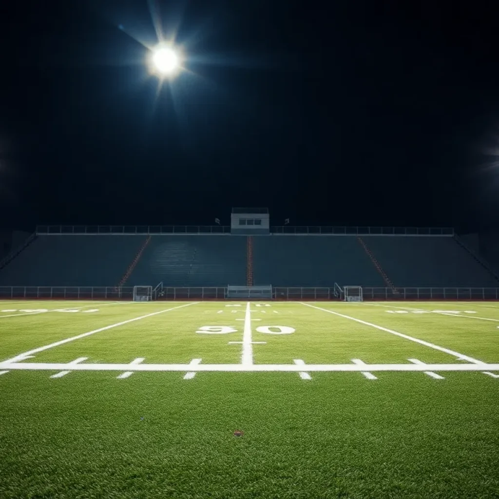 Empty University of Michigan football field