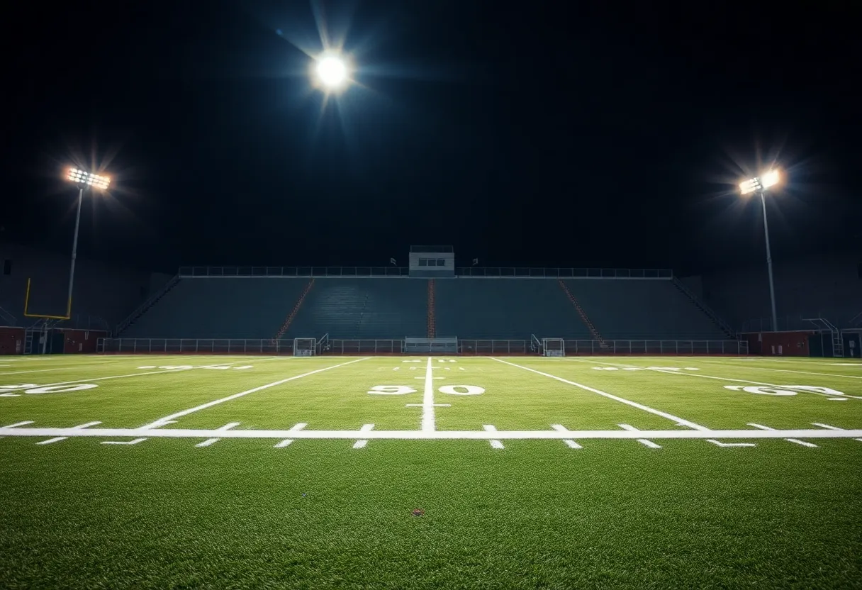 Empty University of Michigan football field