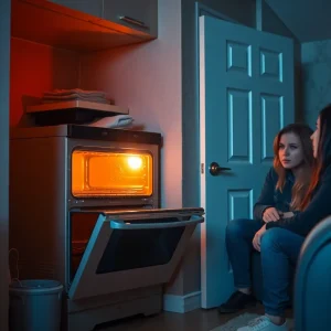 Residents using an oven for heat during winter in Detroit