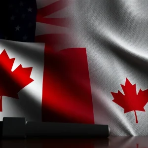 Abstract representation of trade relations between the U.S. and Canada.