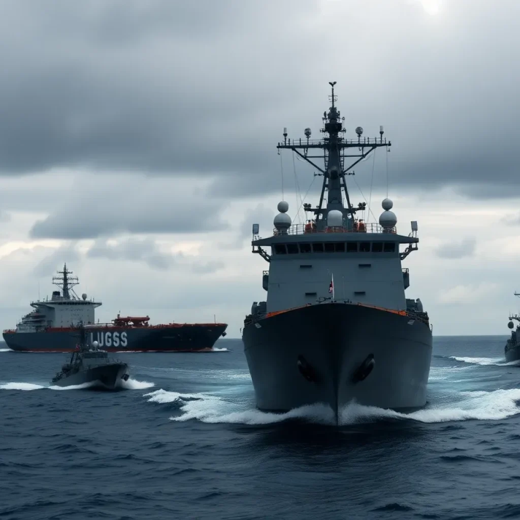 U.S. naval operation intercepting oil tanker.