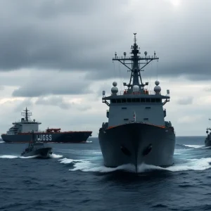 U.S. naval operation intercepting oil tanker.