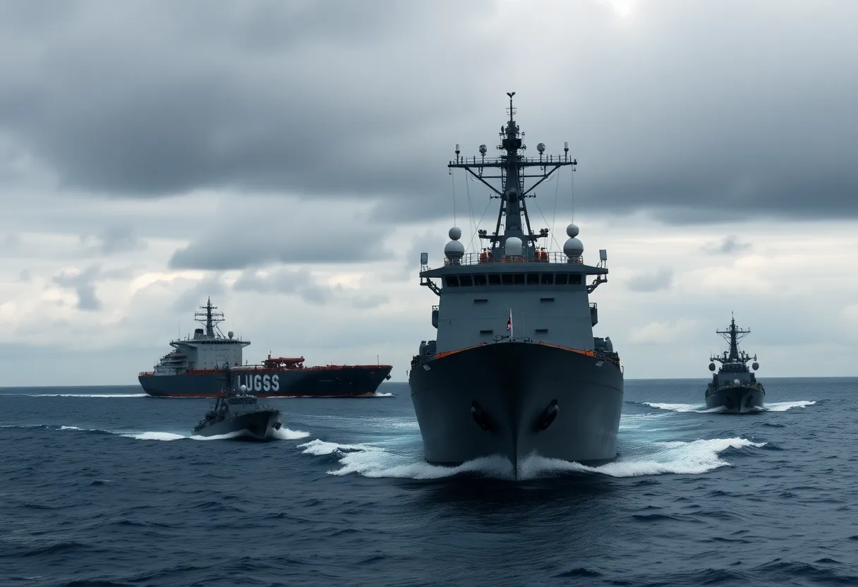 U.S. naval operation intercepting oil tanker.