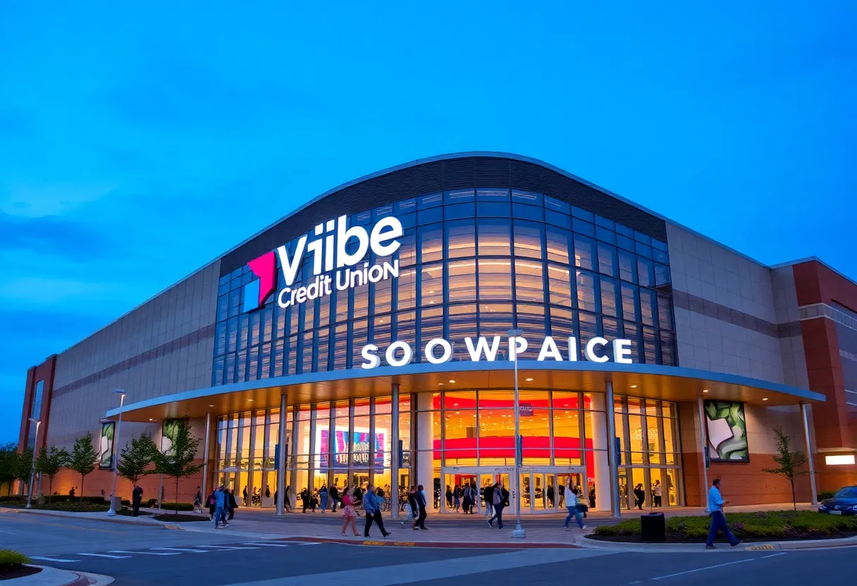 Exterior view of Vibe Credit Union Showplace with modern architecture