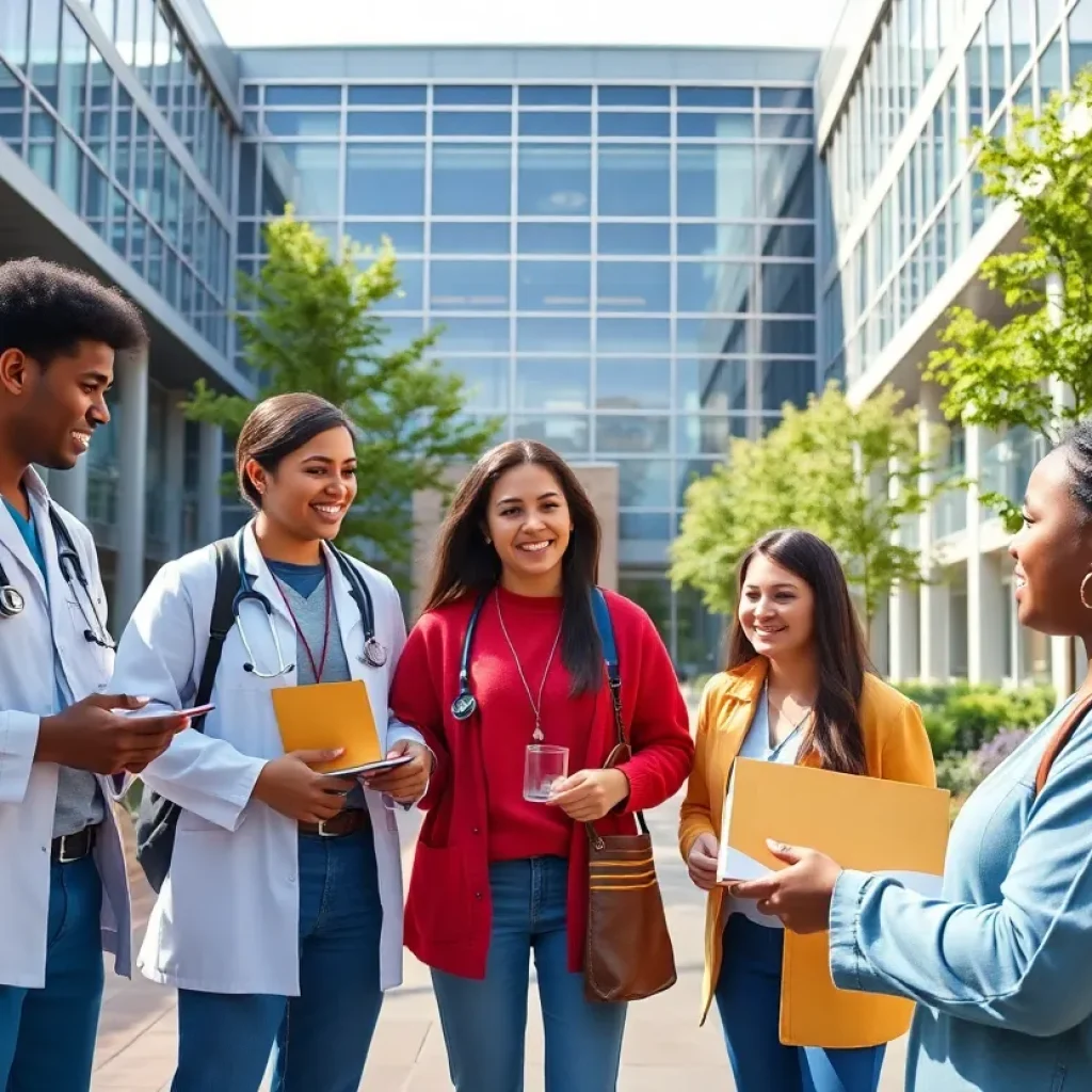 Students at Wayne State University School of Medicine participating in community outreach.