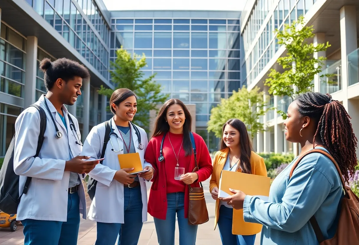Students at Wayne State University School of Medicine participating in community outreach.