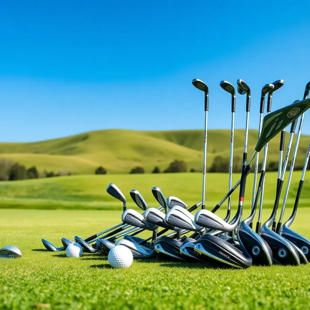 A selection of top-rated golf clubs displayed on a golf course.