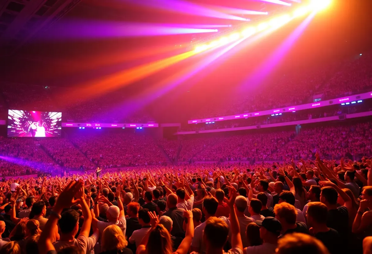 Large audience at Bruno Mars concert in Detroit