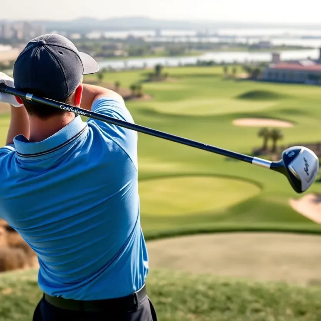 Golfer using Callaway Quantum driver at Emirates Golf Club