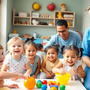 Children playing in a child care center in Michigan