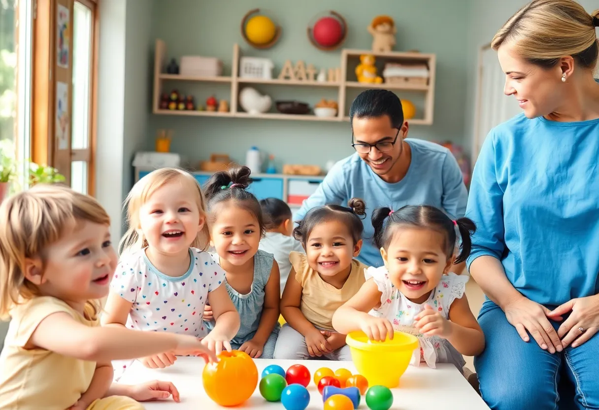 Children playing in a child care center in Michigan