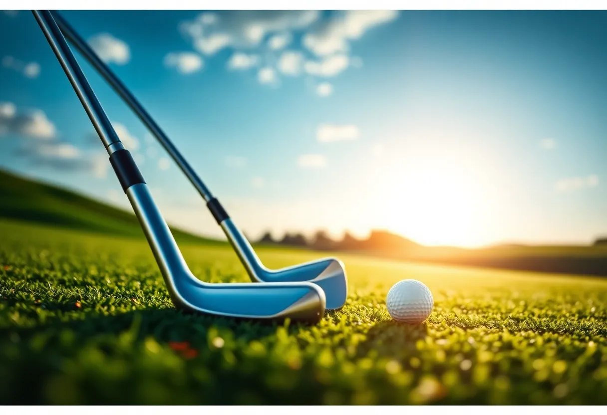 Cobra Golf's new 3D-printed irons displayed on a golf course