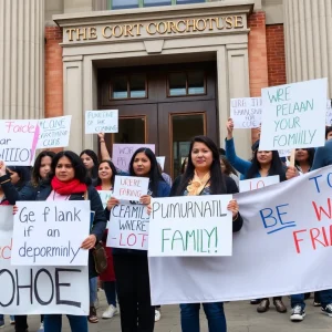 Community members rallying for a family facing deportation in Dearborn.