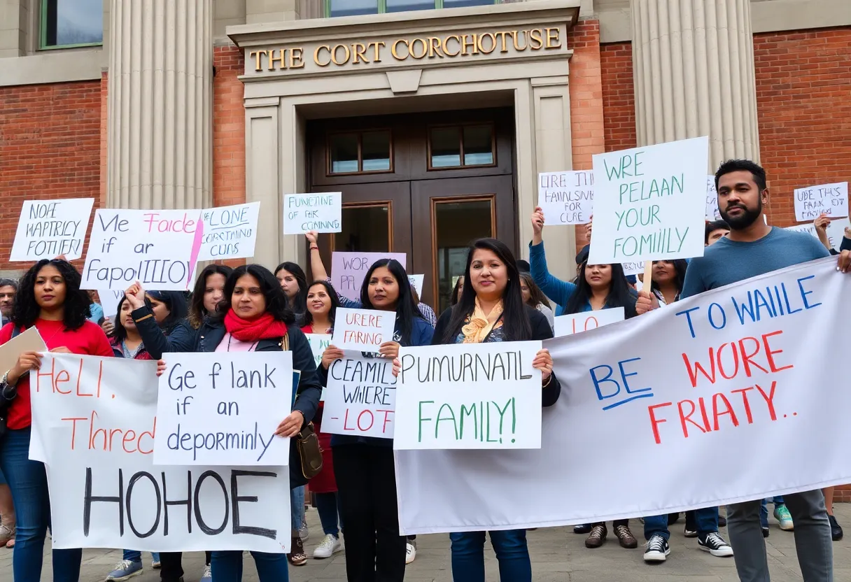 Community members rallying for a family facing deportation in Dearborn.