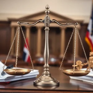 Symbolic image depicting accountability and partisanship in Congress related to the Clintons and the Epstein investigation.