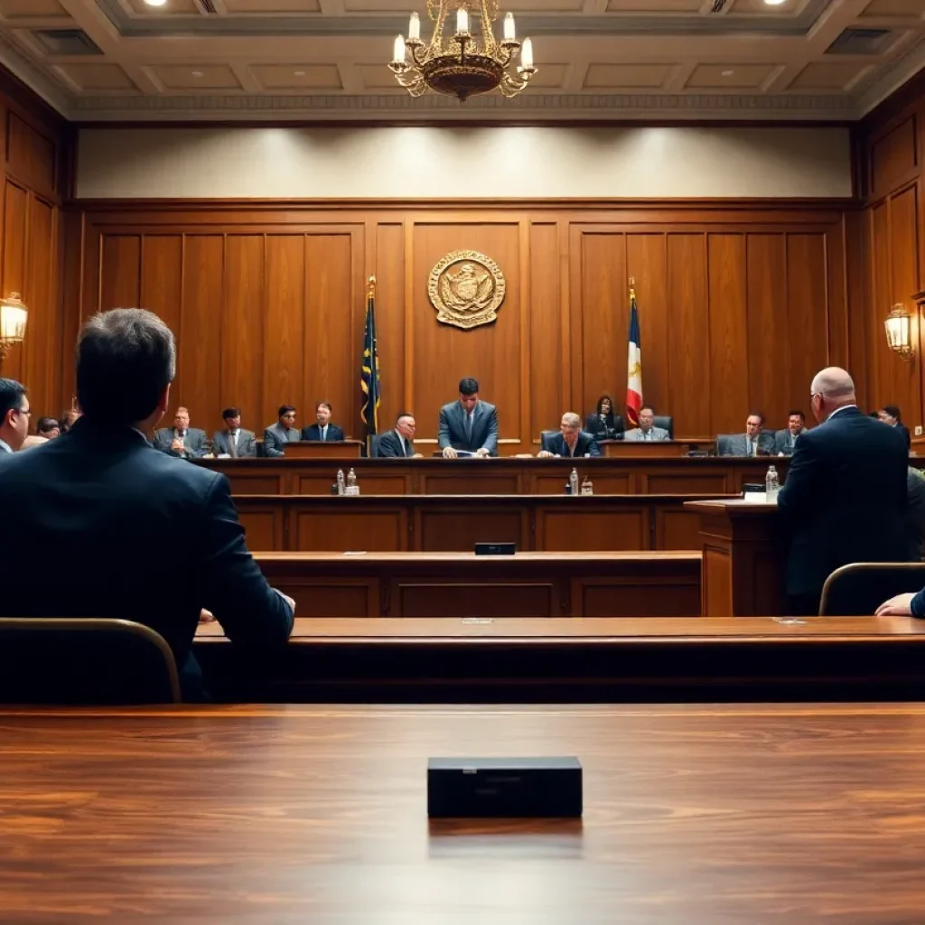 Courtroom scene during the trial