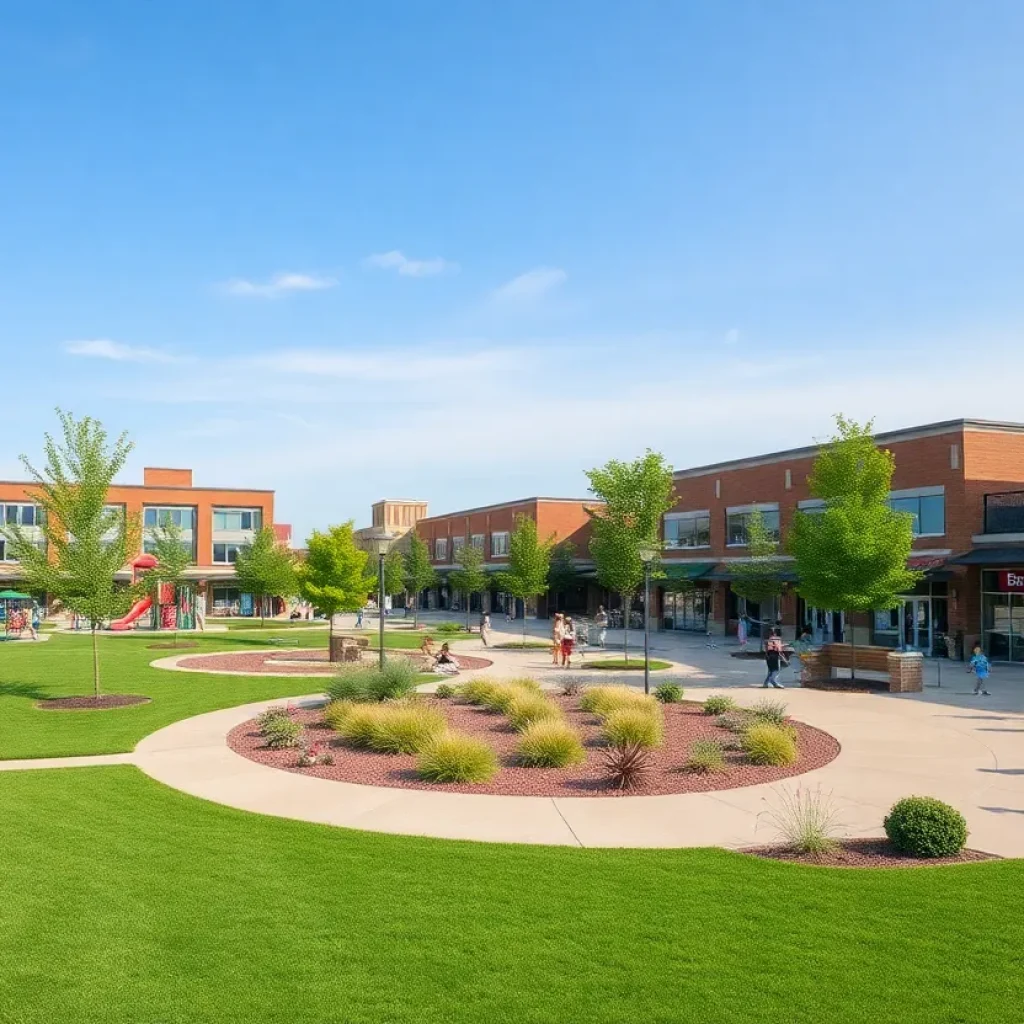 Community park in Dearborn showcasing modern recreational facilities and families enjoying the amenities.