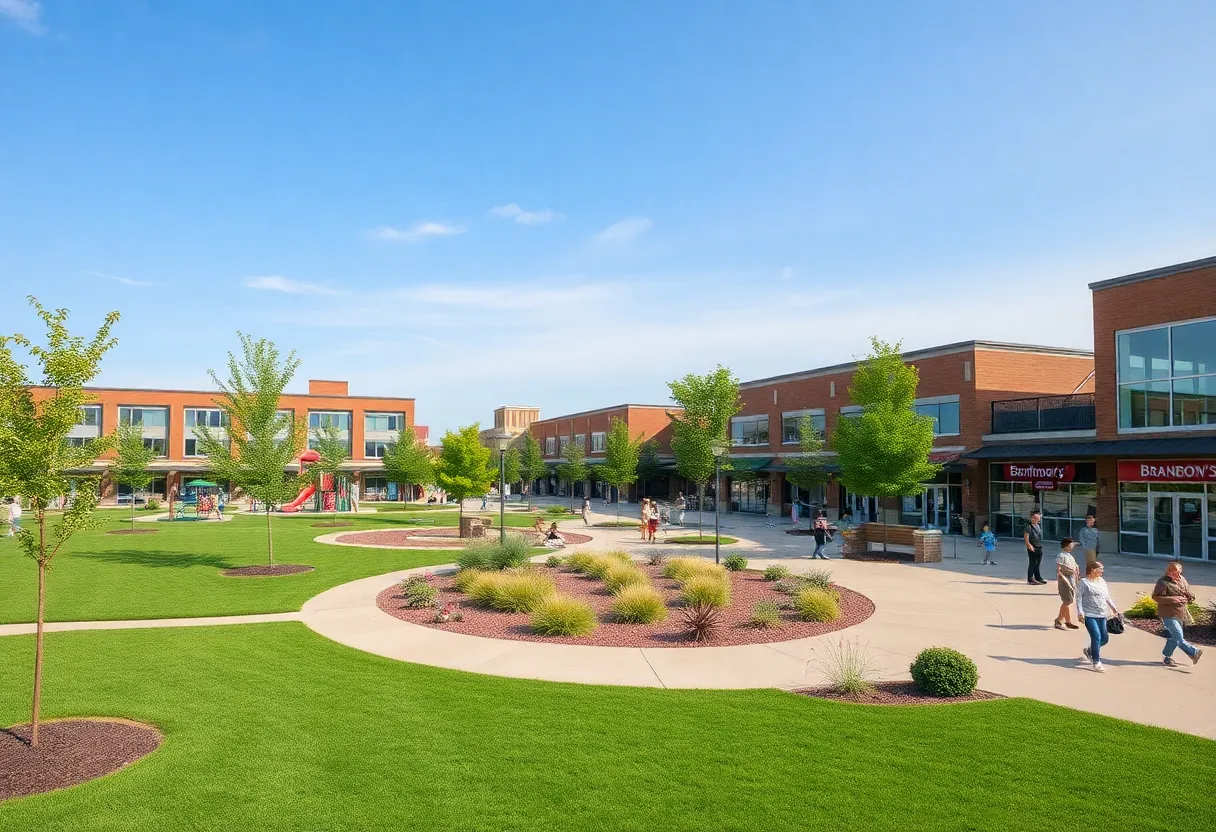 Community park in Dearborn showcasing modern recreational facilities and families enjoying the amenities.