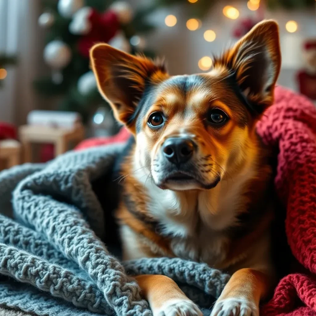 Medium-sized dog in a cozy indoor environment during winter