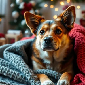 Medium-sized dog in a cozy indoor environment during winter