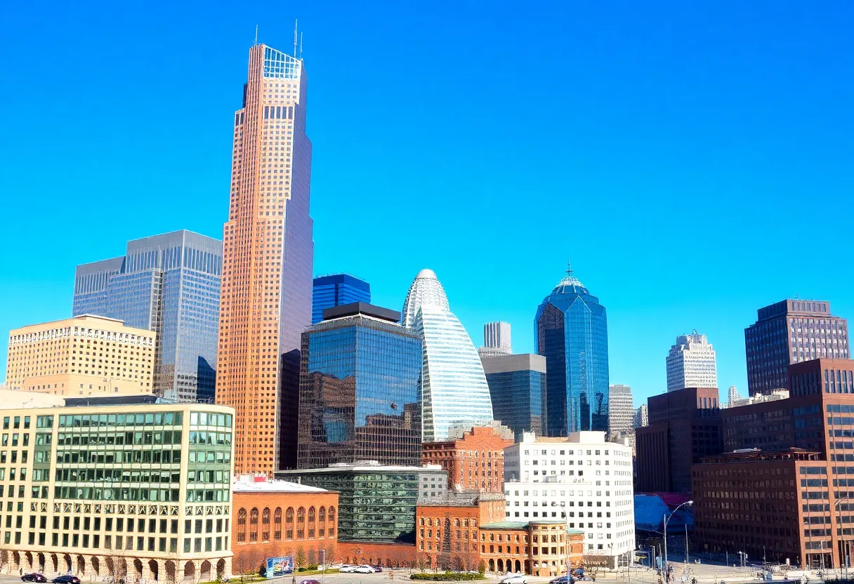 Cityscape of Detroit, Michigan showcasing economic development