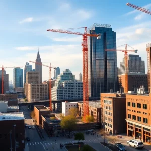 Urban landscape of Detroit illustrating economic growth and investment.