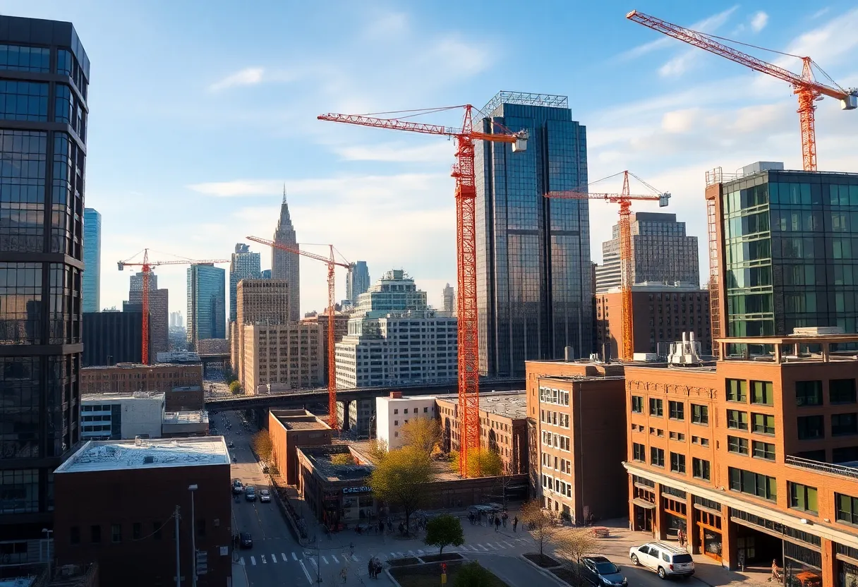 Urban landscape of Detroit illustrating economic growth and investment.