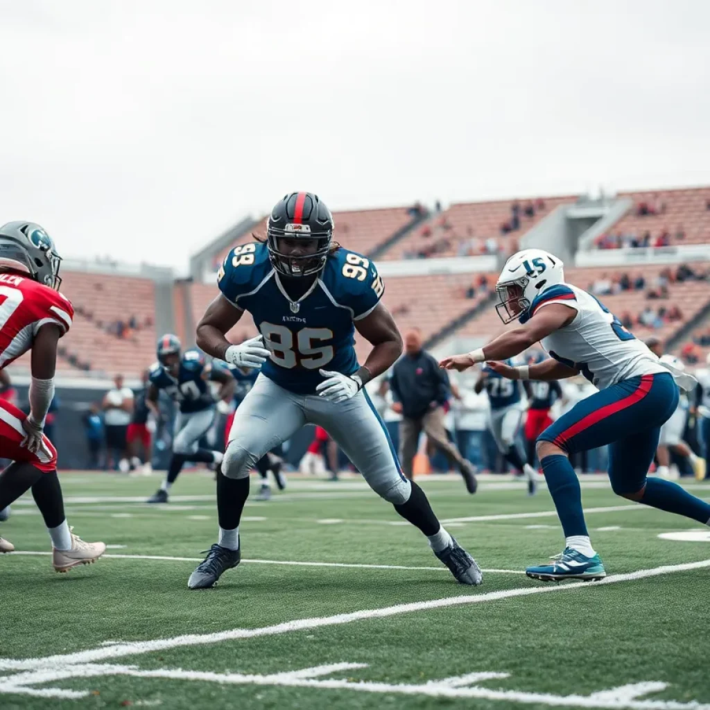Detroit Lions players strategizing on the field