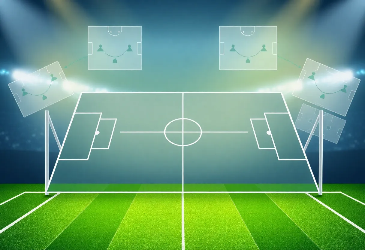 Illustration of football field reflecting team trade considerations