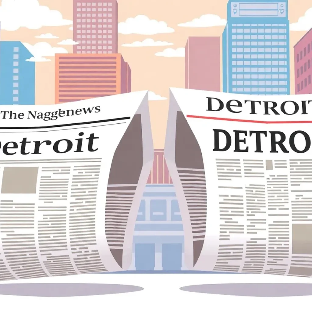 Illustration of the merger of Detroit Free Press and The Detroit News