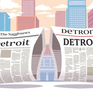 Illustration of the merger of Detroit Free Press and The Detroit News