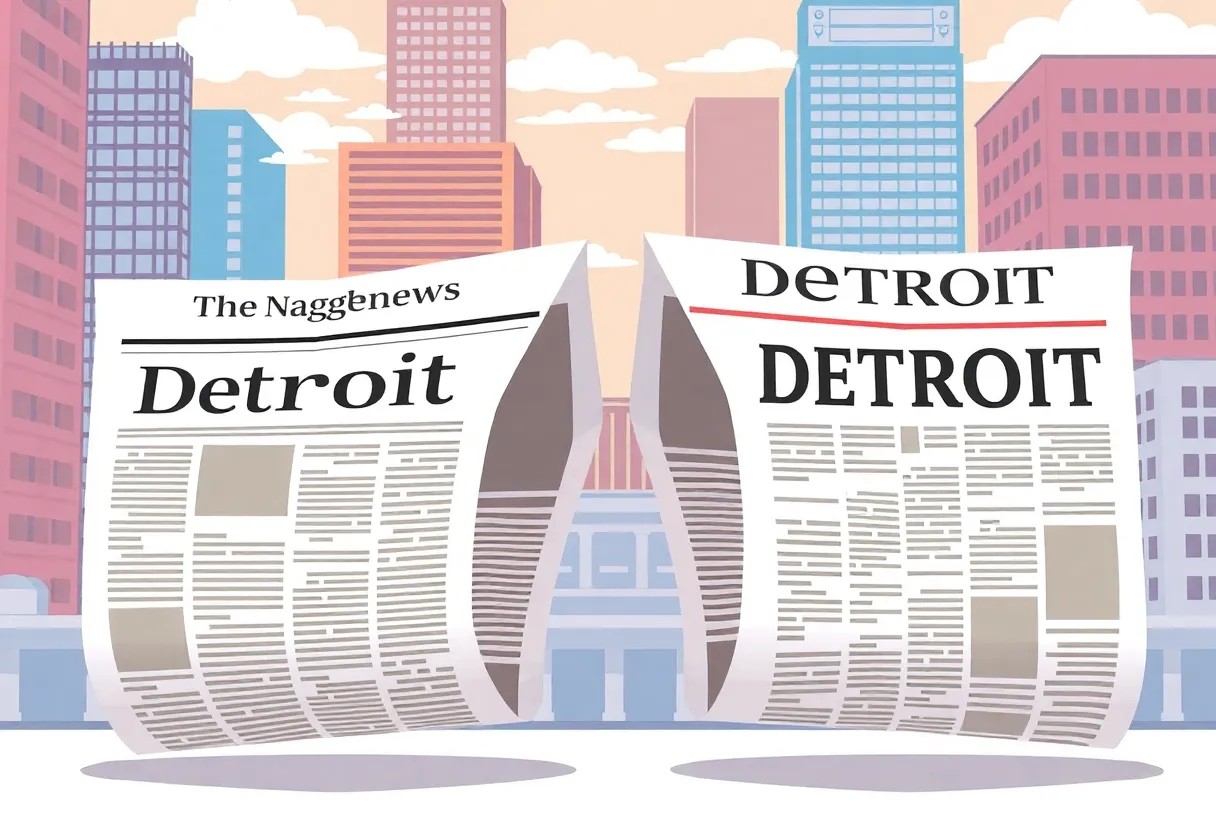 Illustration of the merger of Detroit Free Press and The Detroit News
